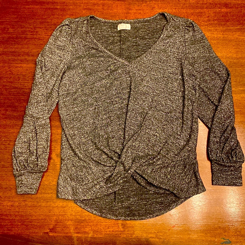 24/7 long sleeve silver sparkly top.